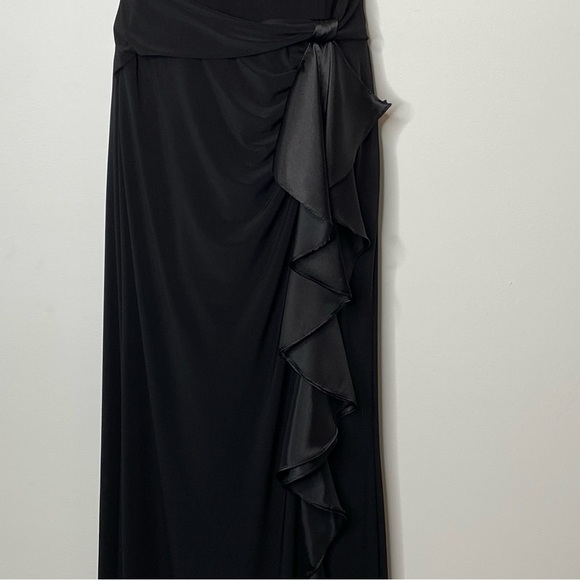 Betsy & Adam One Shoulder Ruffle Front Evening Gown - Picture 8 of 14